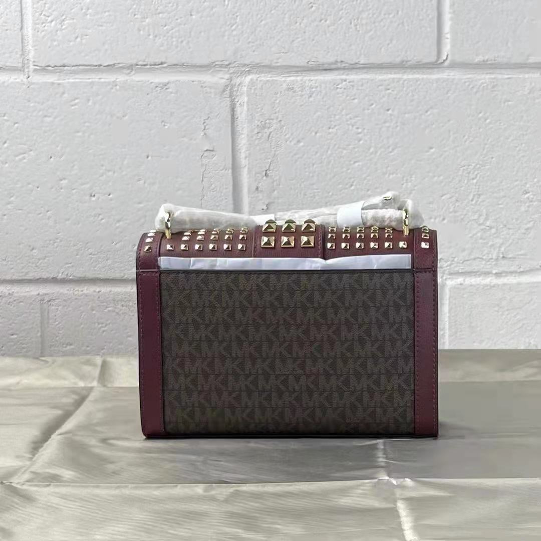 Michael Kors Rose 35F1GX0L2B Medium Flap Shldr Messenger Bag In Merlot Michael Kors Rose 35F1GX0L2B Medium Flap Shldr Messenger Bag In Merlot